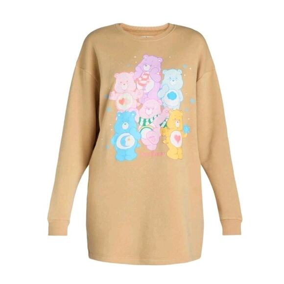 Grayson Social Juniors Womens Sleep Dress Care Bears Tan Soft Sweatshirt Size XL - Picture 4 of 10